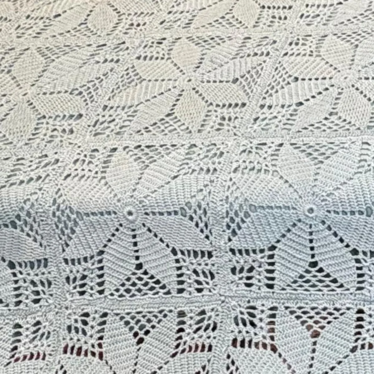 Handmade sea mist Crochet Bed Cover – Vintage Floral Sunburst Pattern with Scalloped Edges - Image 3