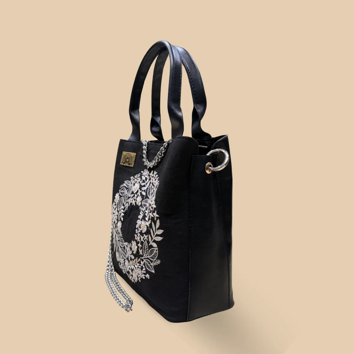 Midnight Wreath Embroidered Velvet Sling Bag - Image 2