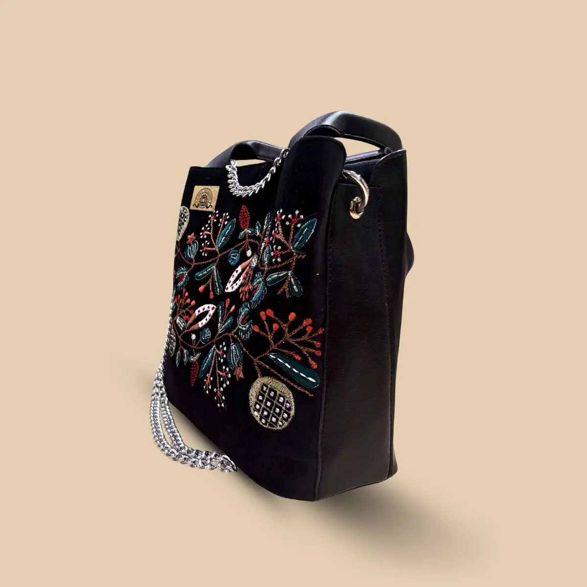 Forest Muse Embroidered Velvet Sling Bag - Image 3