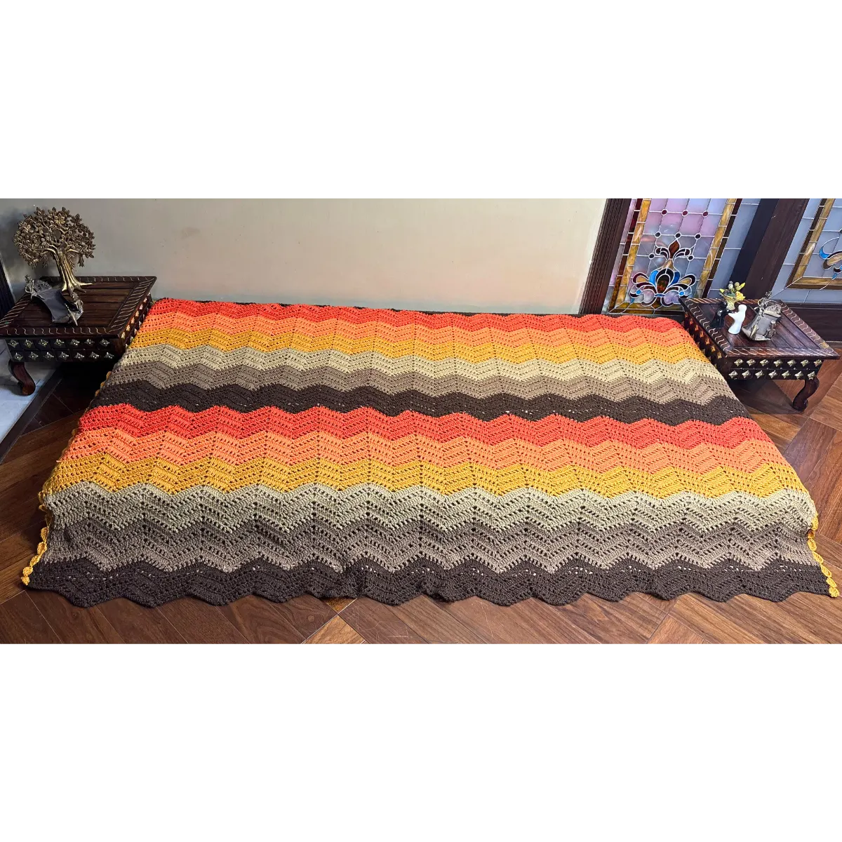 Autumn Ripple Crochet Throw Blanket