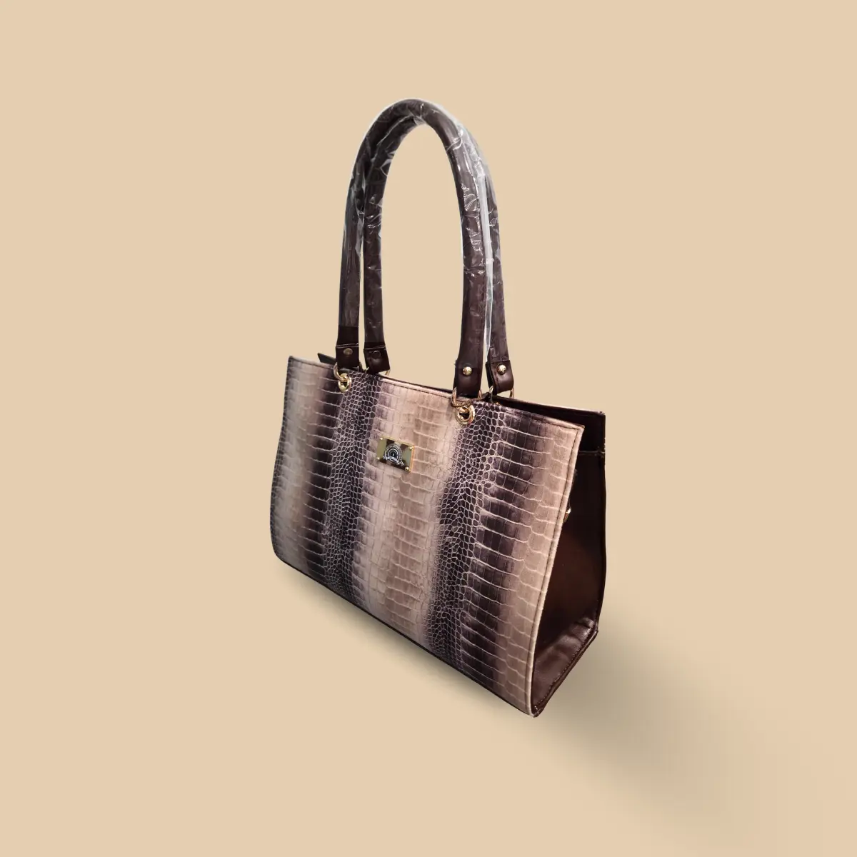 Luxe Gradient Snakeskin Tote Bag – Purple and Cream Ombre Embossed Shoulder Bag - Image 3