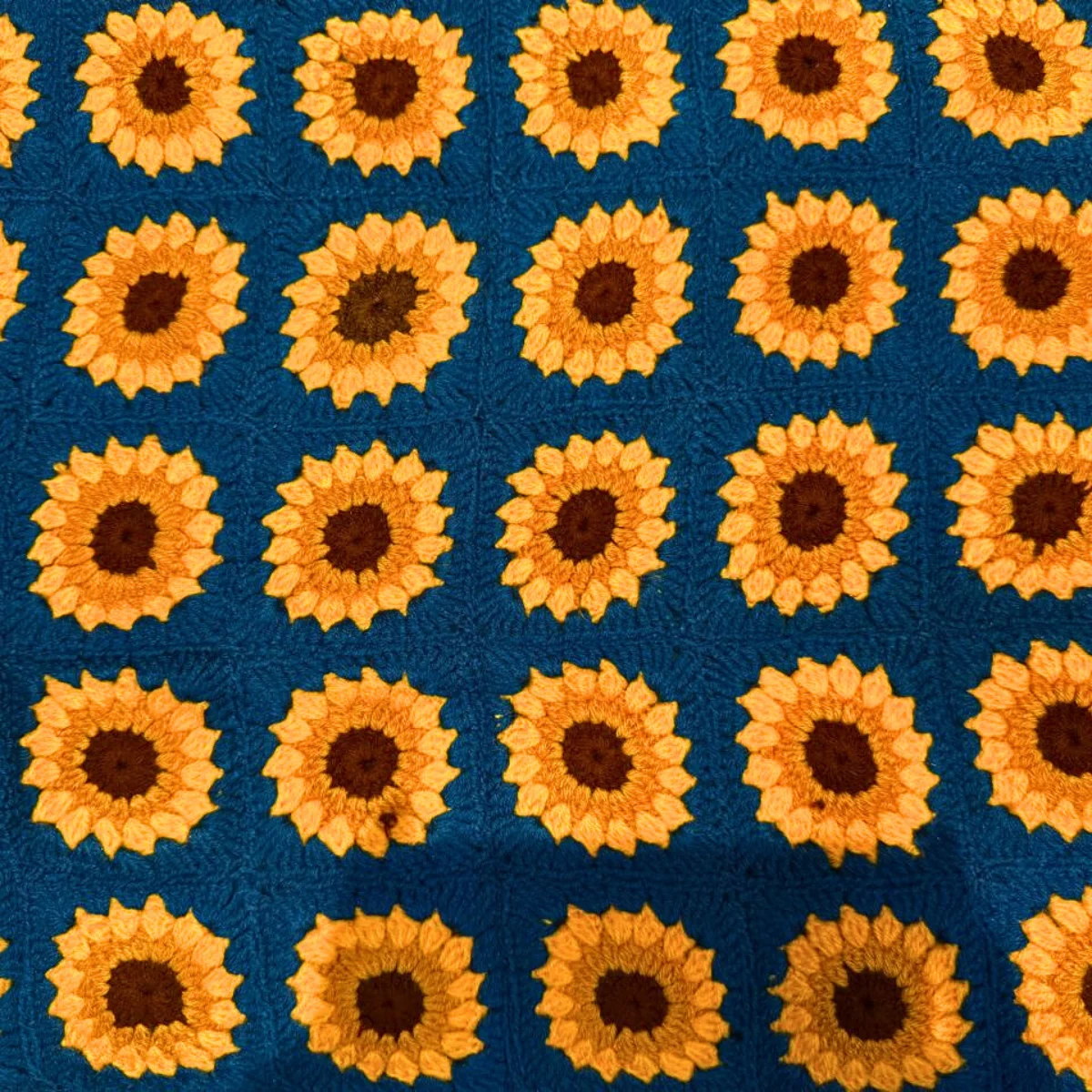 Handmade sunflower Patchwork Crochet Set – Vibrant Floral Granny Square Throw with Matching Cushions - Image 4