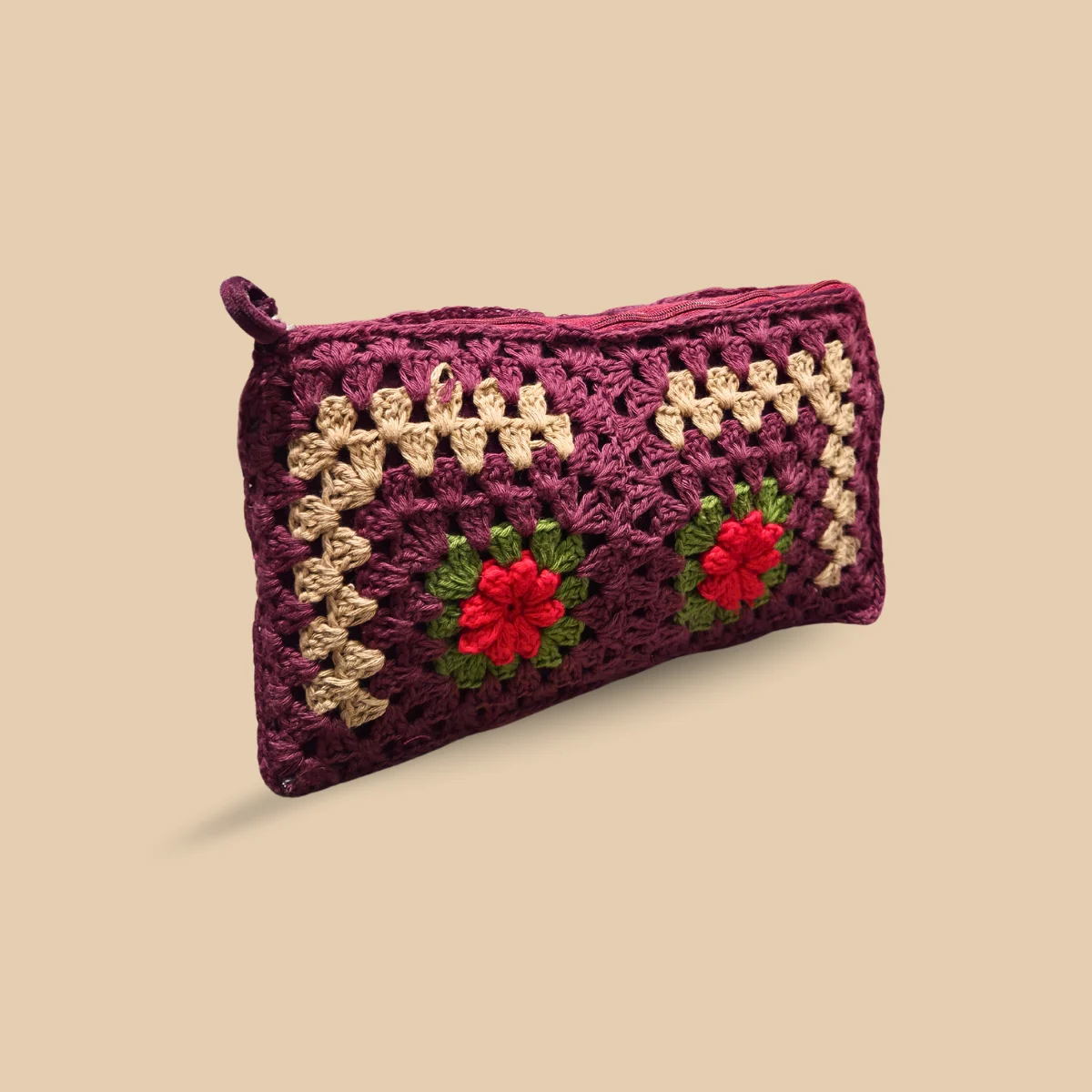 Berry Bloom Crochet Pouch - Image 2
