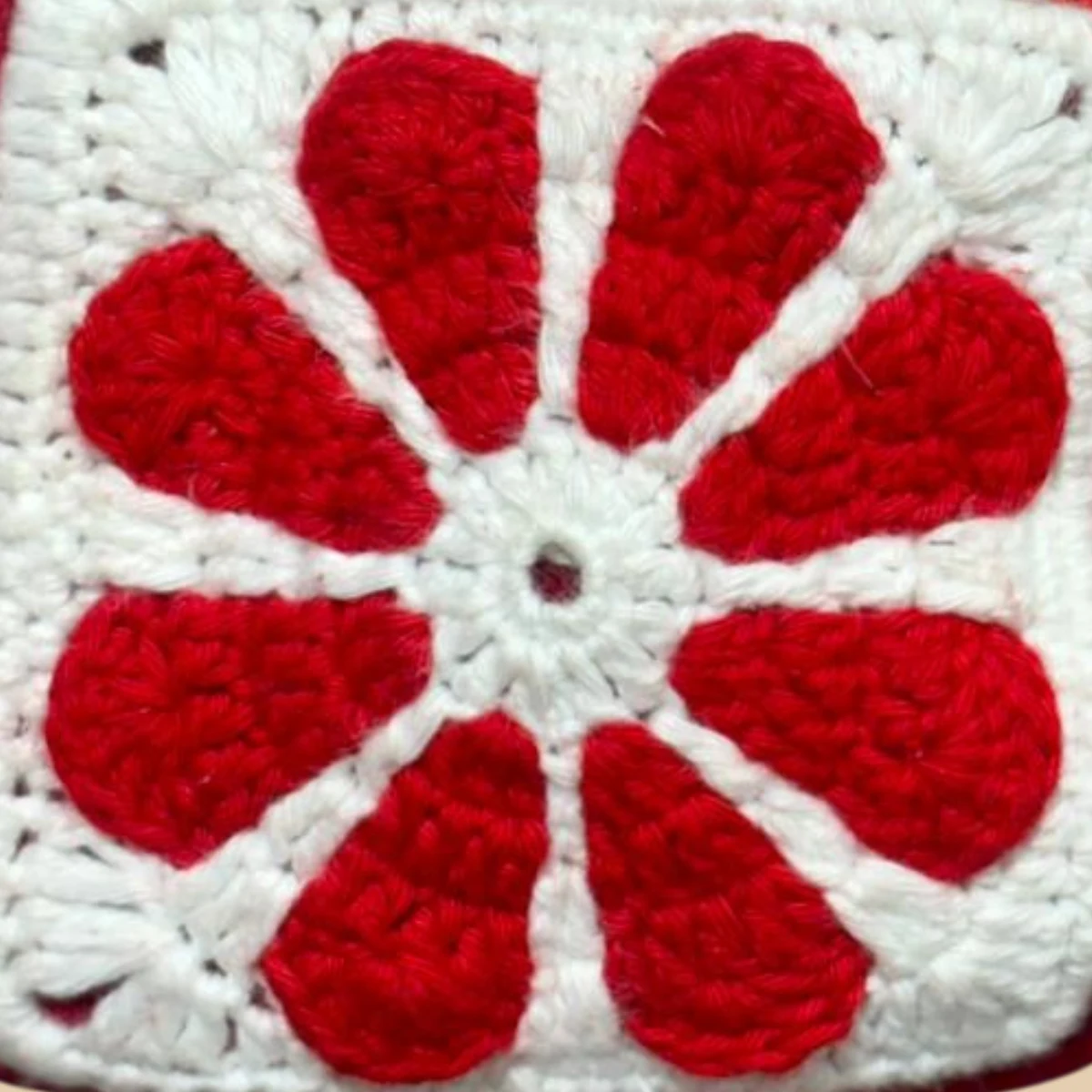 Hand-Crocheted Red Floral Granny Square Coin Purse - Image 5