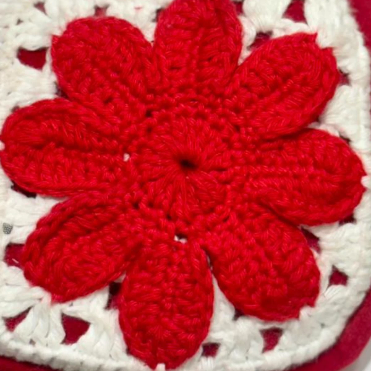 Hand-Crocheted Red Floral Granny Square Coin Purse - Image 4