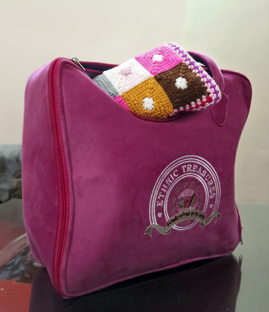 Handmade Pink & Purple Floral Granny Square Bedspread Set – Multicolored Patchwork Throw with Scalloped Border - Image 4