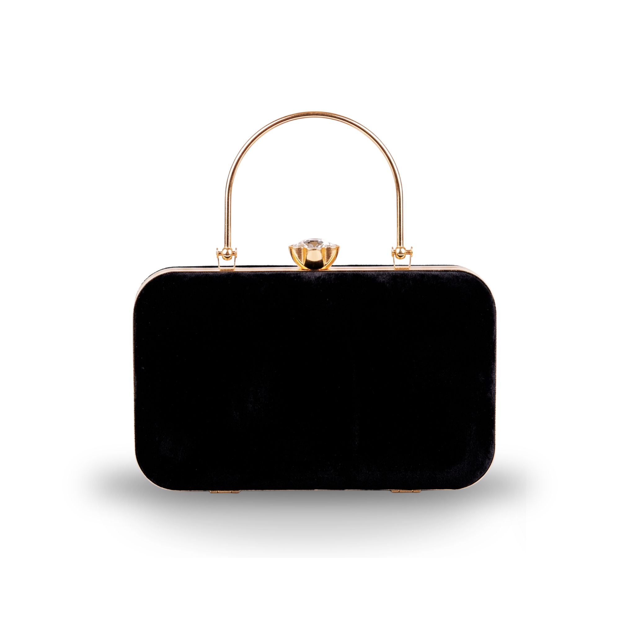 Black Velvet Embroidered Clutch with Gold Detailing & Pearl Work | Luxury Hard Case Evening Bag with Chain Sling & Metal Handle - Image 3