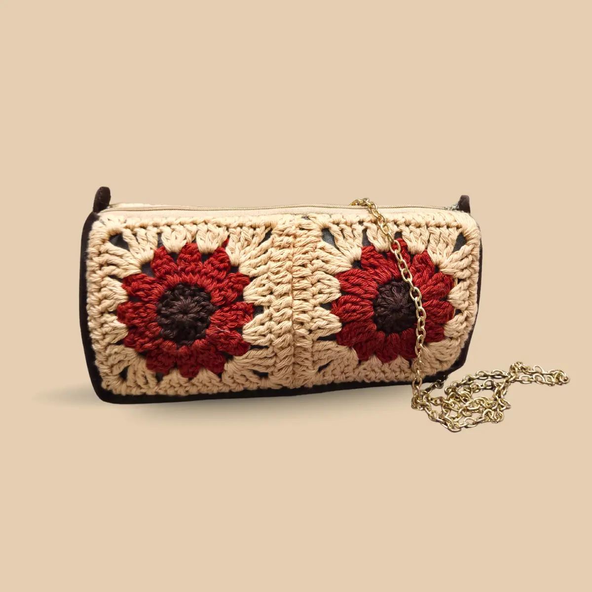 Handcrafted Sunflower Crochet Chain Pouch