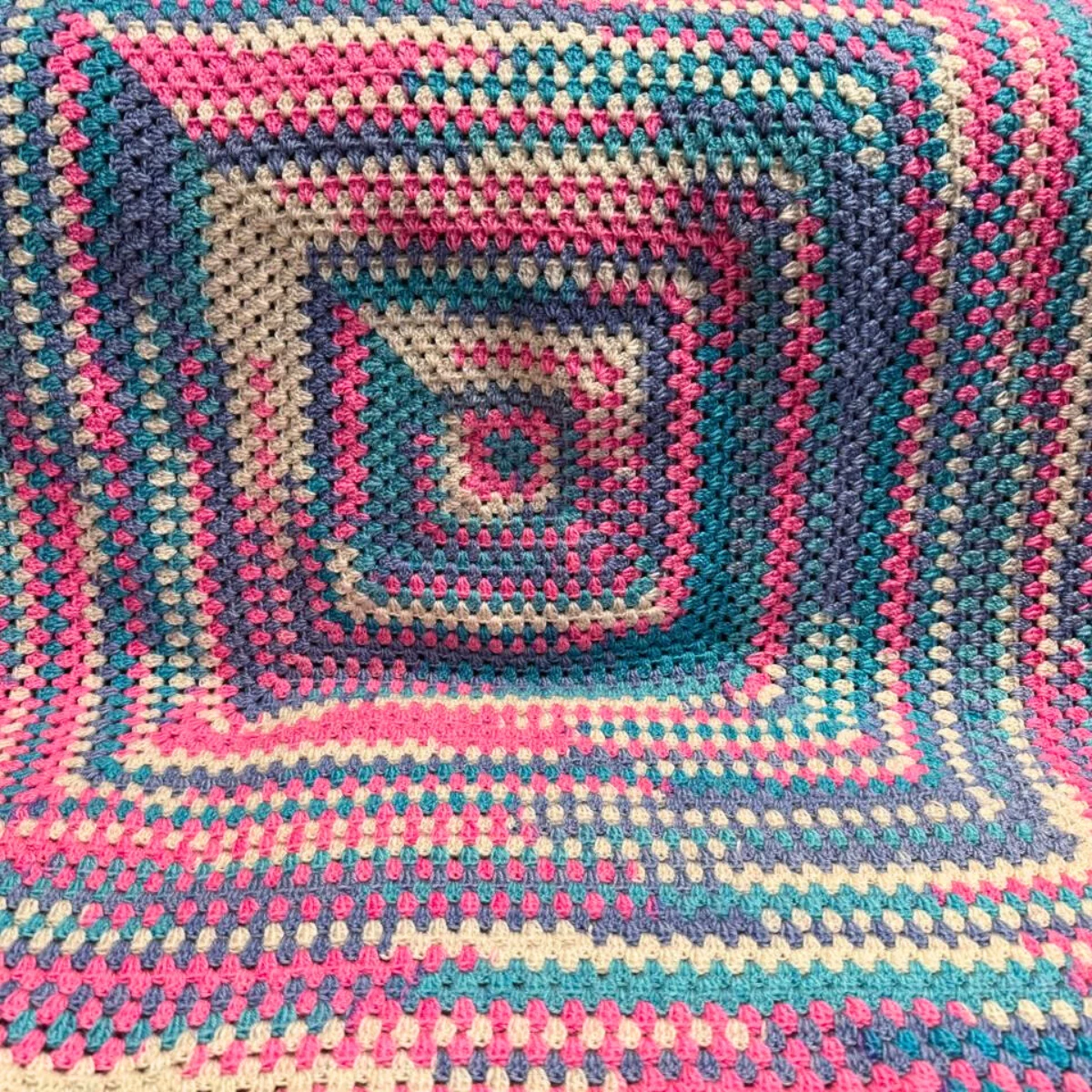 Ocean Breeze Hand-Knitted Concentric Granny Square Baby Throw with Teal Velvet Pillows - Image 3