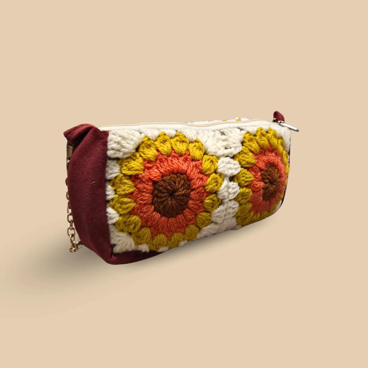 Sunflower Bloom Crochet Zipper Pouch - Image 3