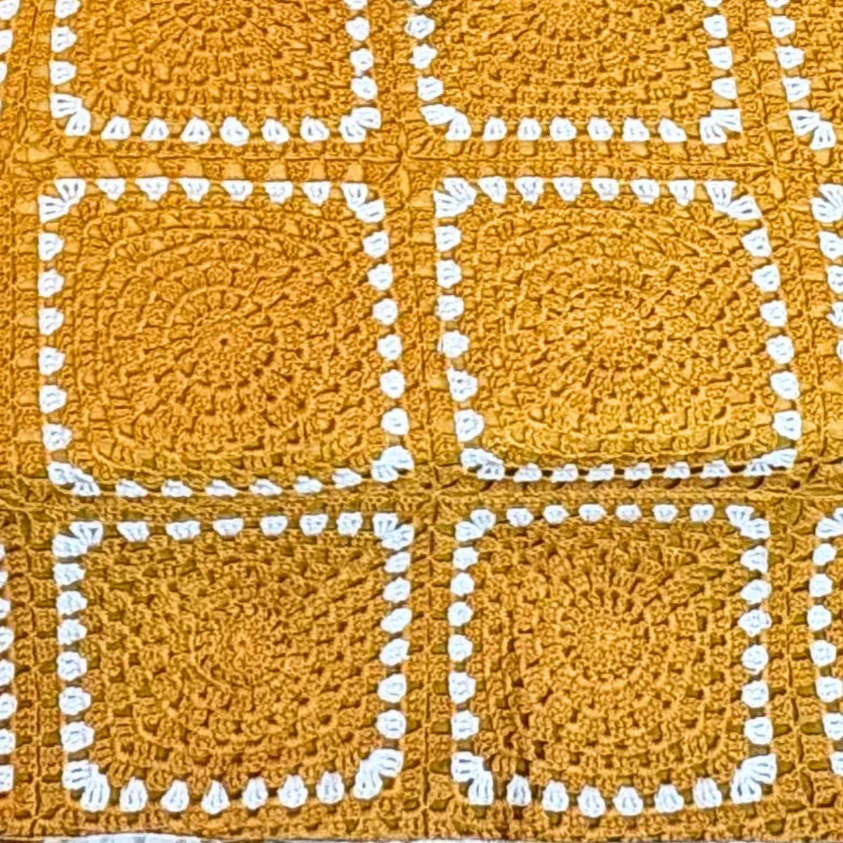 Handmade Mustard Yellow Crochet Throw Set – Sunburst Square Pattern with Matching Cushion Covers - Image 5