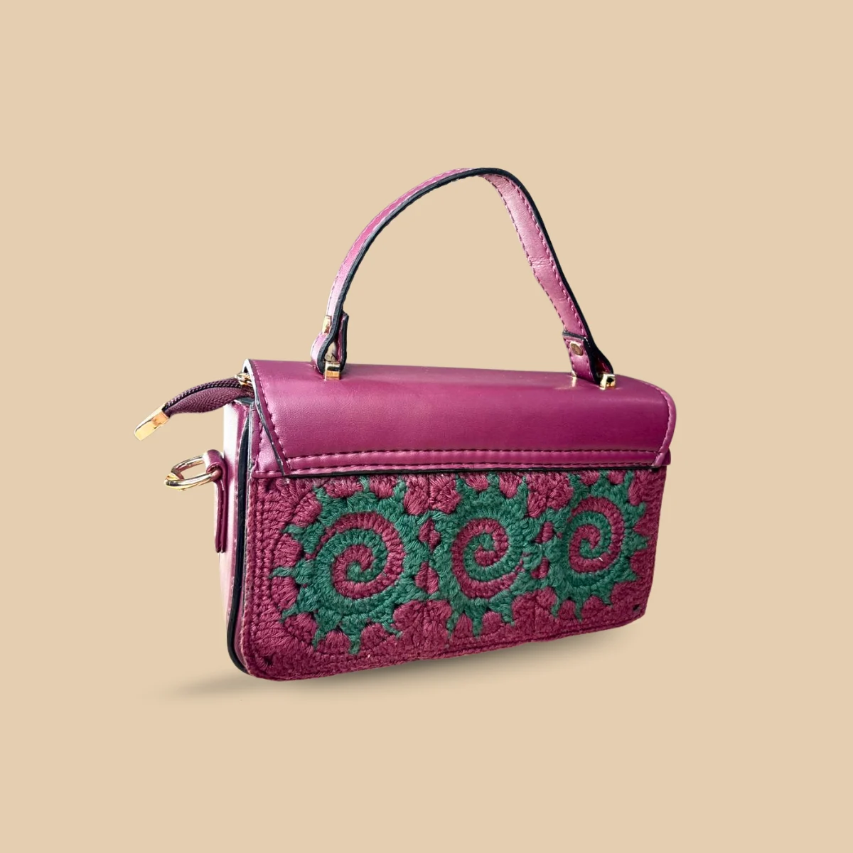 Plum Bloom Crochet Embroidered Handbag - Image 4