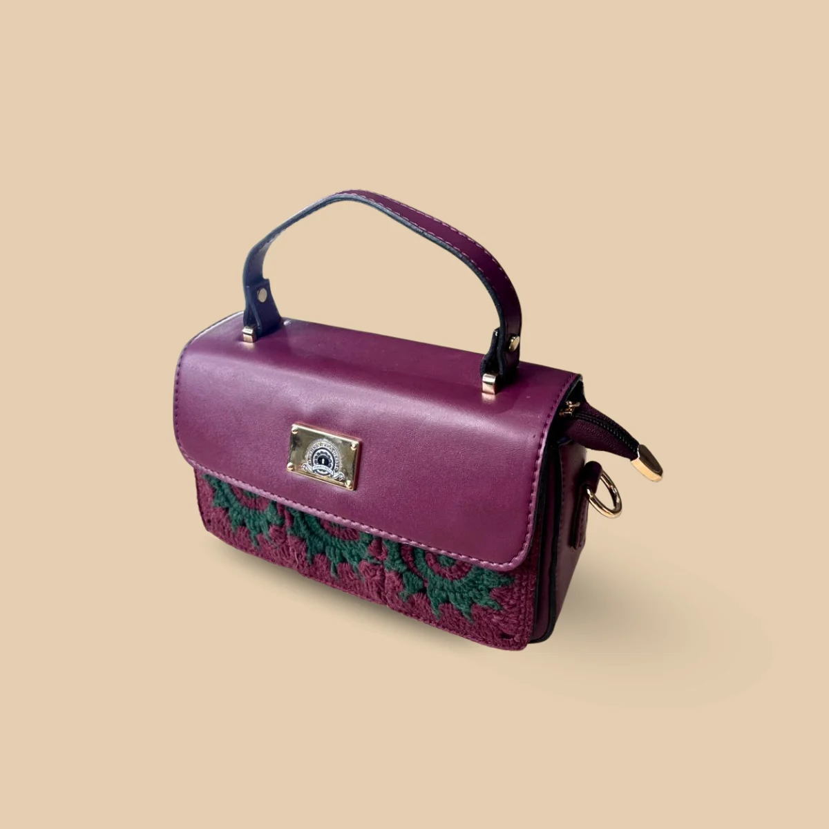 Plum Bloom Crochet Embroidered Handbag - Image 3