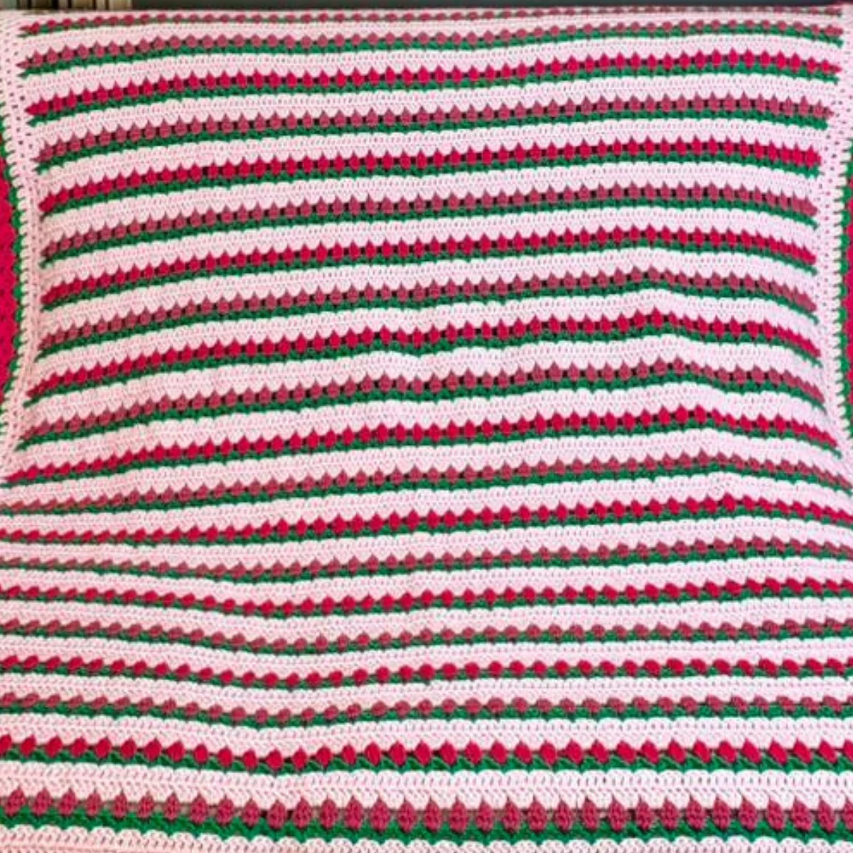 Festive Garden Hand-Knitted Crochet Baby Throw with Matching Granny Square Pillows - Image 3