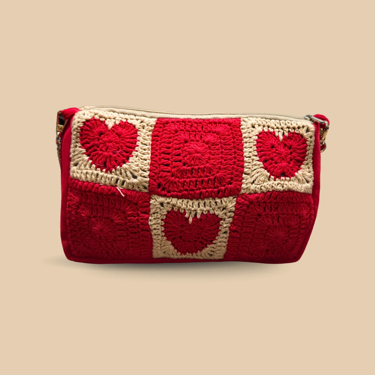 Scarlet Bloom Crochet Sling Pouch - Image 5