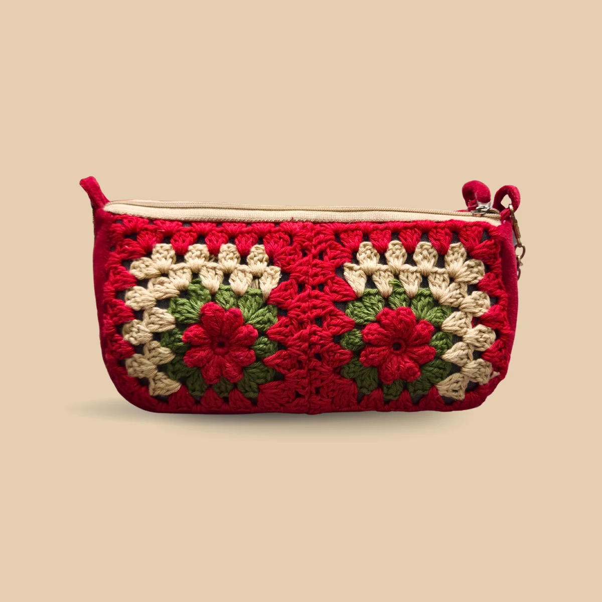Floral Ember Crochet Pouch - Image 2