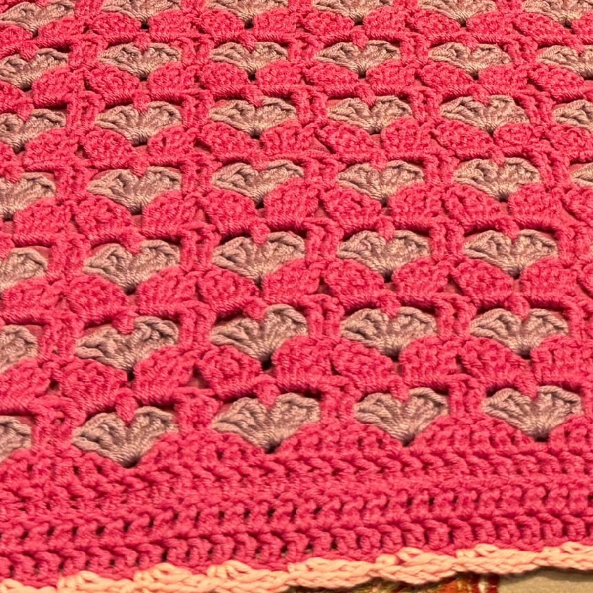 Rose Petal Shell-Stitch Hand-Knitted Crochet Baby Throw with Velvet Pillows - Image 2
