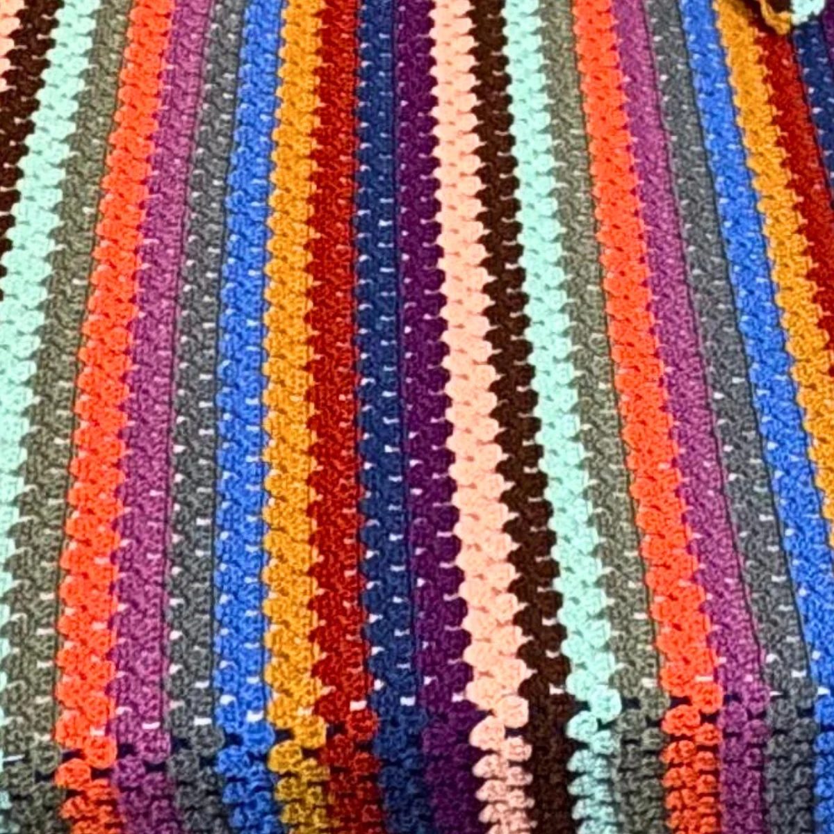 Bohemian Multi-Color Hand-Knitted Crochet Daybed Cover with Matching Pillows - Image 3