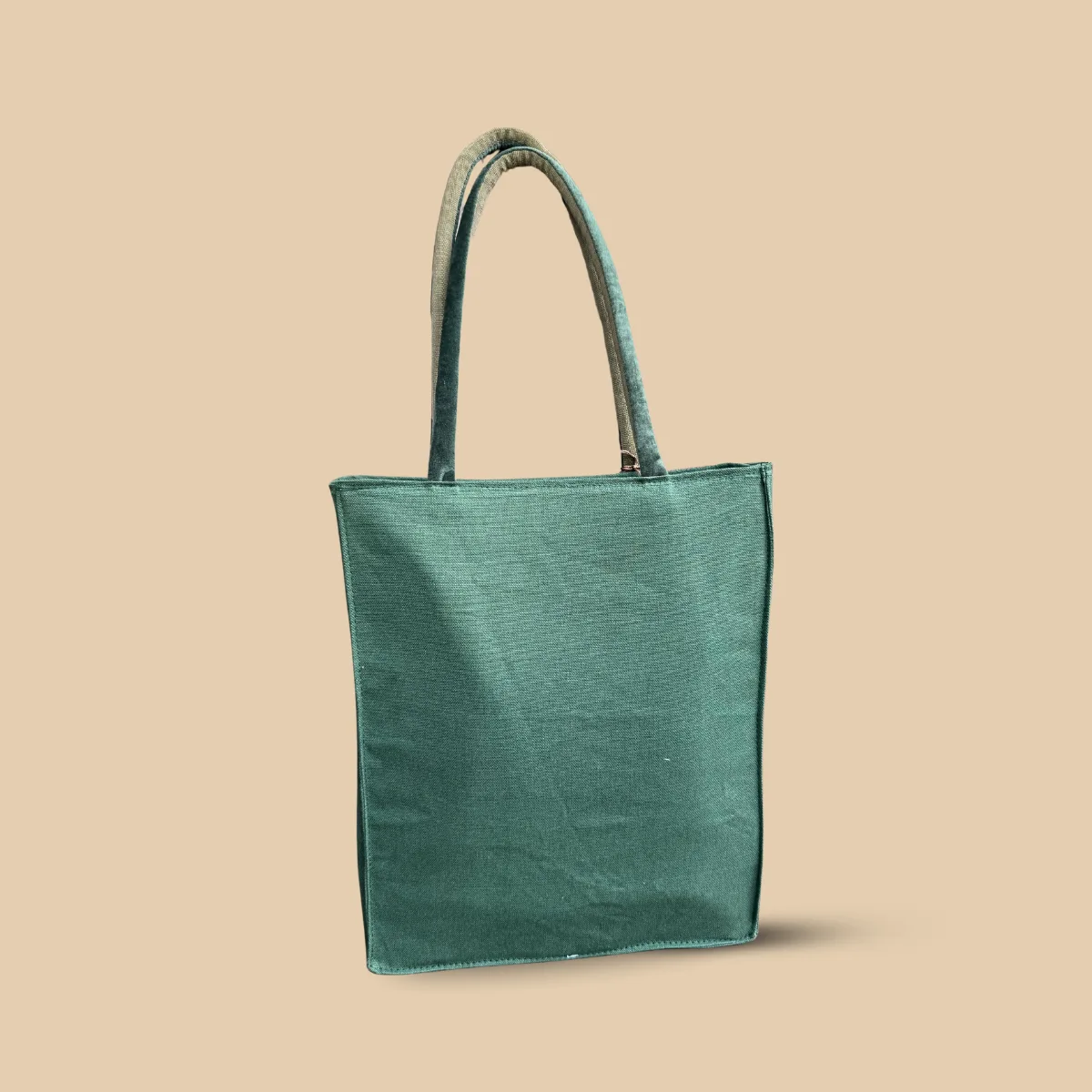 Magenta Silk Tote Bag with Teal Velvet Handles and Peacock Floral - Image 2