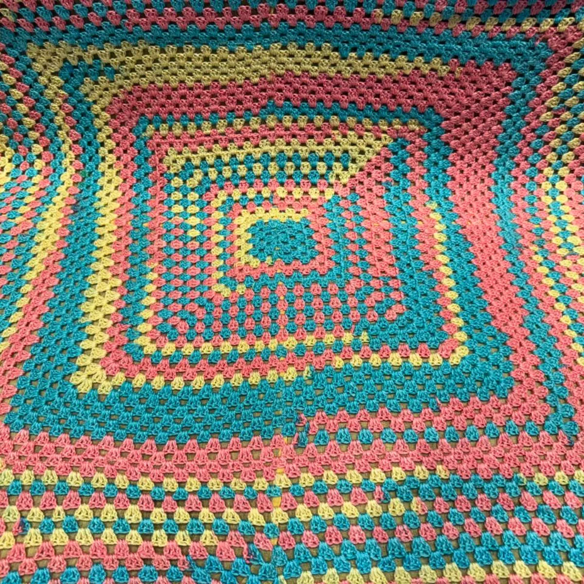 Sunny Skies Hand-Knitted Giant Granny Square Baby Throw with Velvet Pillows - Image 2