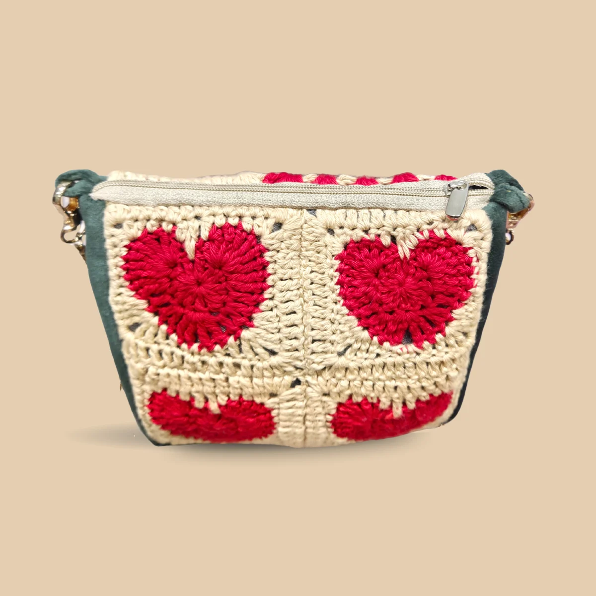 Crimson Heart Crochet Sling Pouch - Image 3