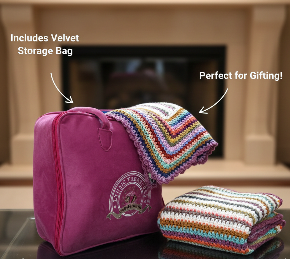 Handmade Vintage rainbow bliss Crochet Sofa Set – Floral Granny Square Design with Matching Cushion Covers - Image 3