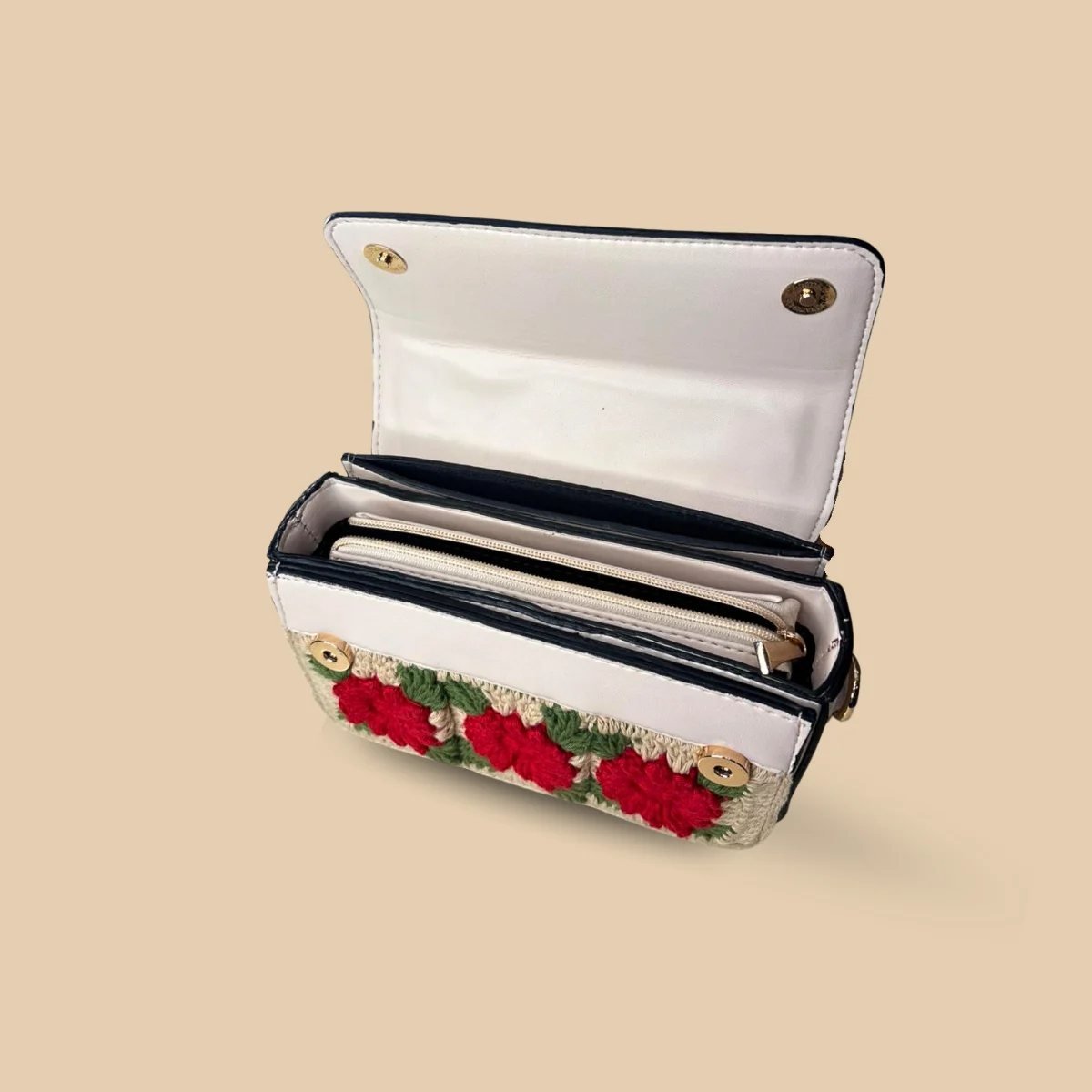 Ivory Rose Crochet Handbag - Image 5