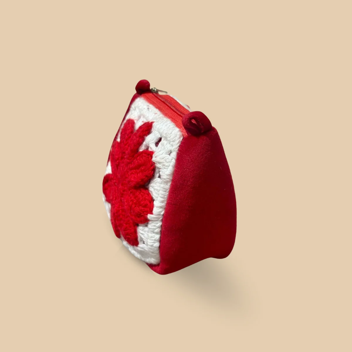 Hand-Crocheted Red Floral Granny Square Coin Purse - Image 6