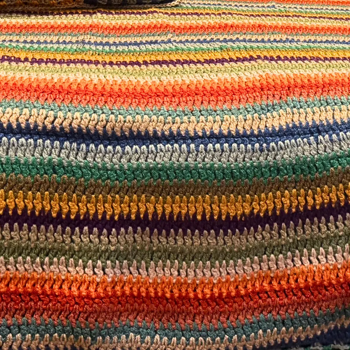 Handmade Vibrant Rainbow Stripe Crochet Bedspread Set – Multi-Colored Bed Throw with Matching Granny Square Cushion Covers - Image 4