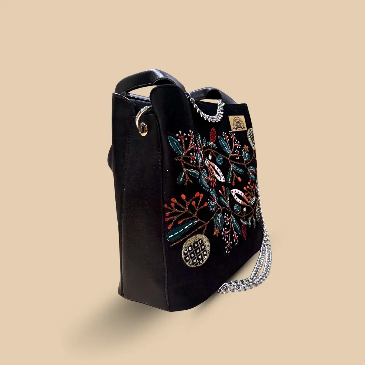 Forest Muse Embroidered Velvet Sling Bag - Image 2