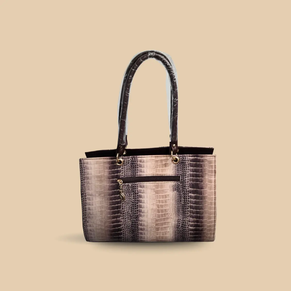 Luxe Gradient Snakeskin Tote Bag – Purple and Cream Ombre Embossed Shoulder Bag - Image 4