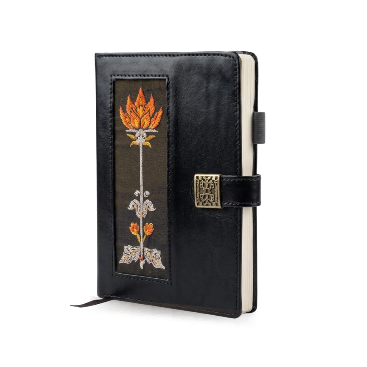 Premium Faux Leather Journal with Embroidered Lotus Design – Handcrafted Aesthetic Notebook for Writing, Sketching, and Daily Journaling – Elegant Gift for Professionals and Students - Image 2