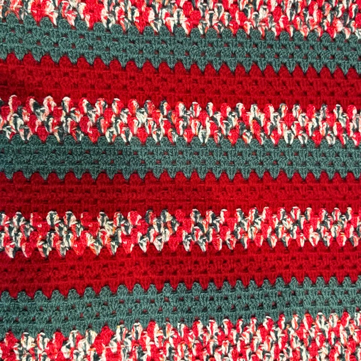 Modern Crimson & Slate Hand-Knitted Crochet Sofa Throw Set with Geometric Pillows - Image 3