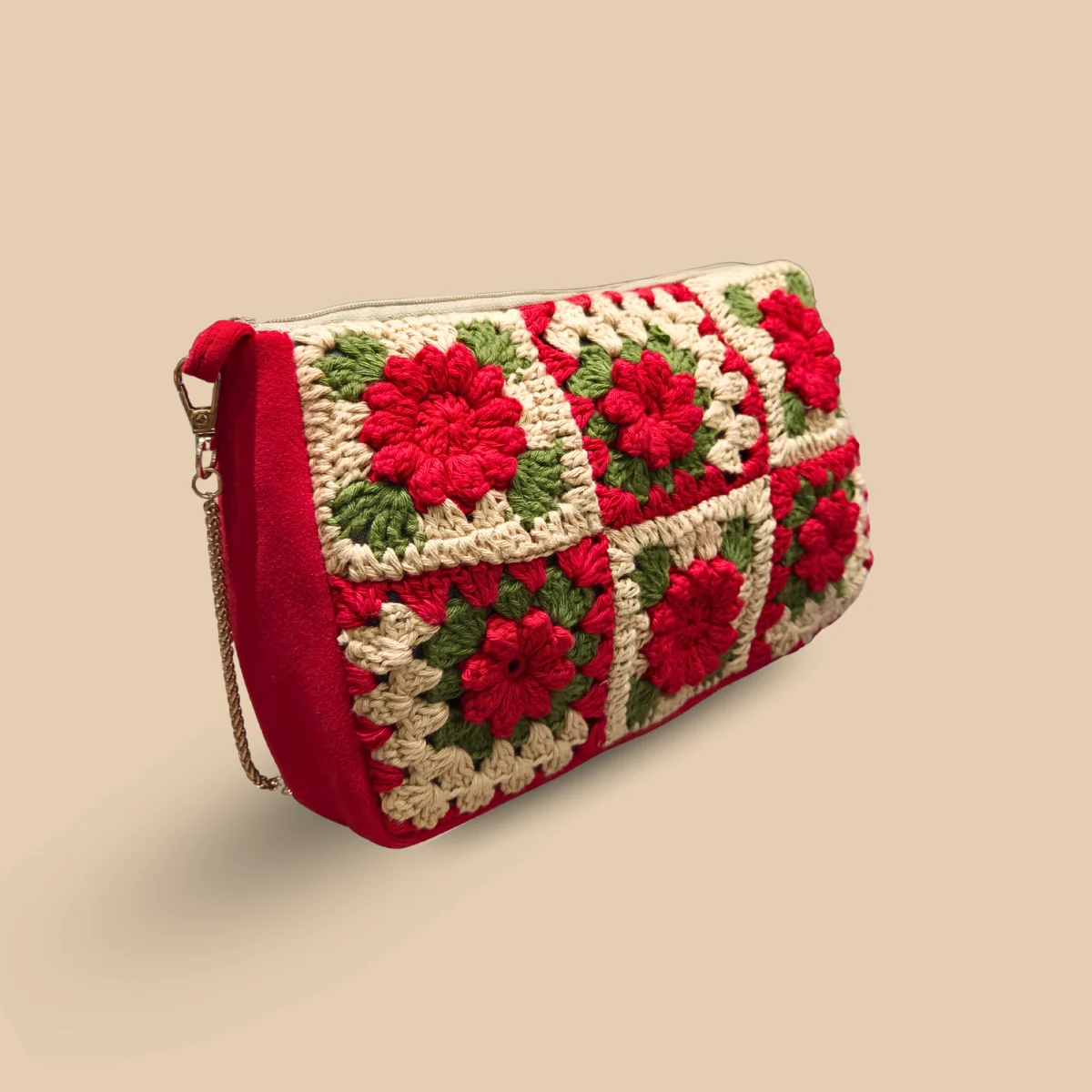 Scarlet Bloom Crochet Sling Pouch - Image 3