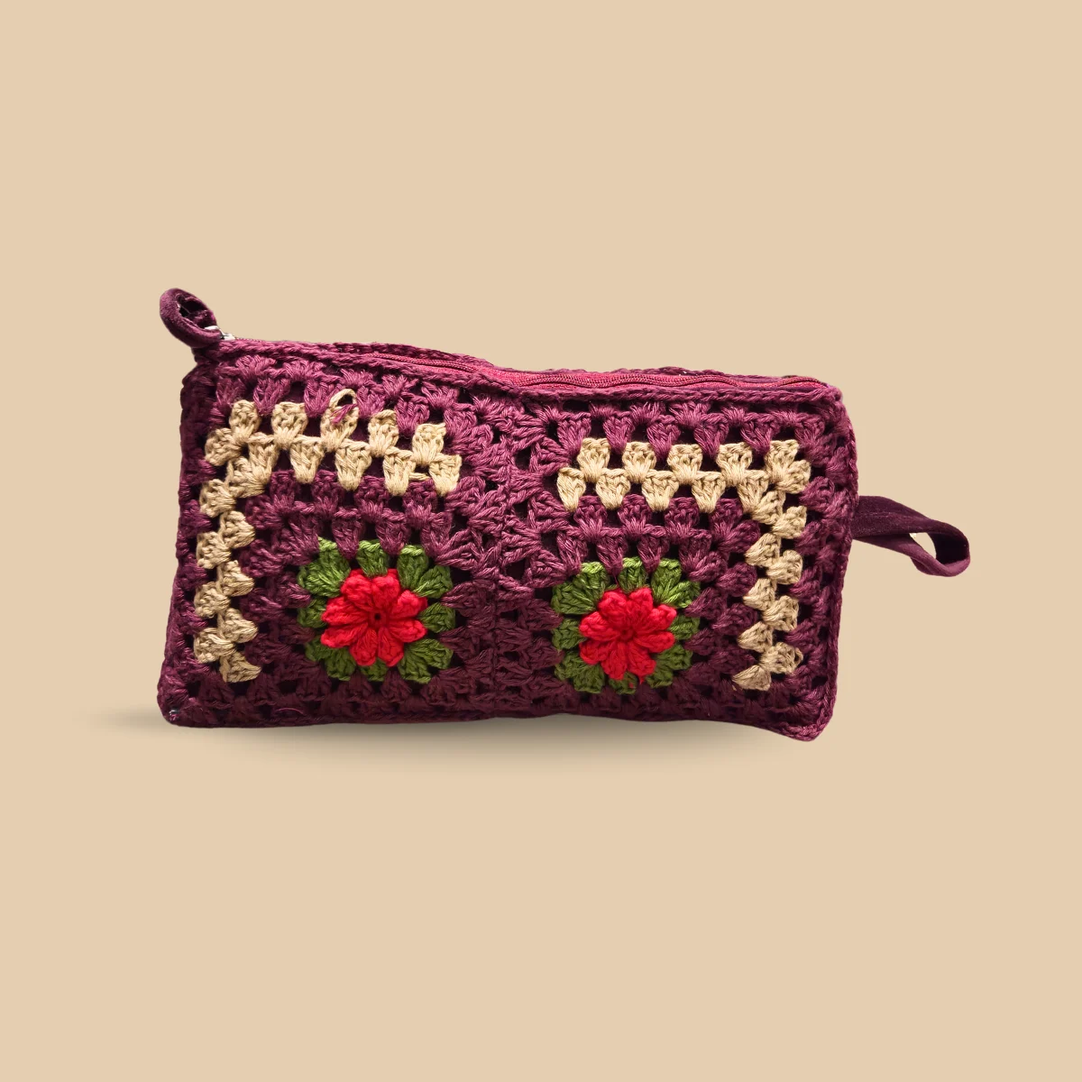 Berry Bloom Crochet Pouch